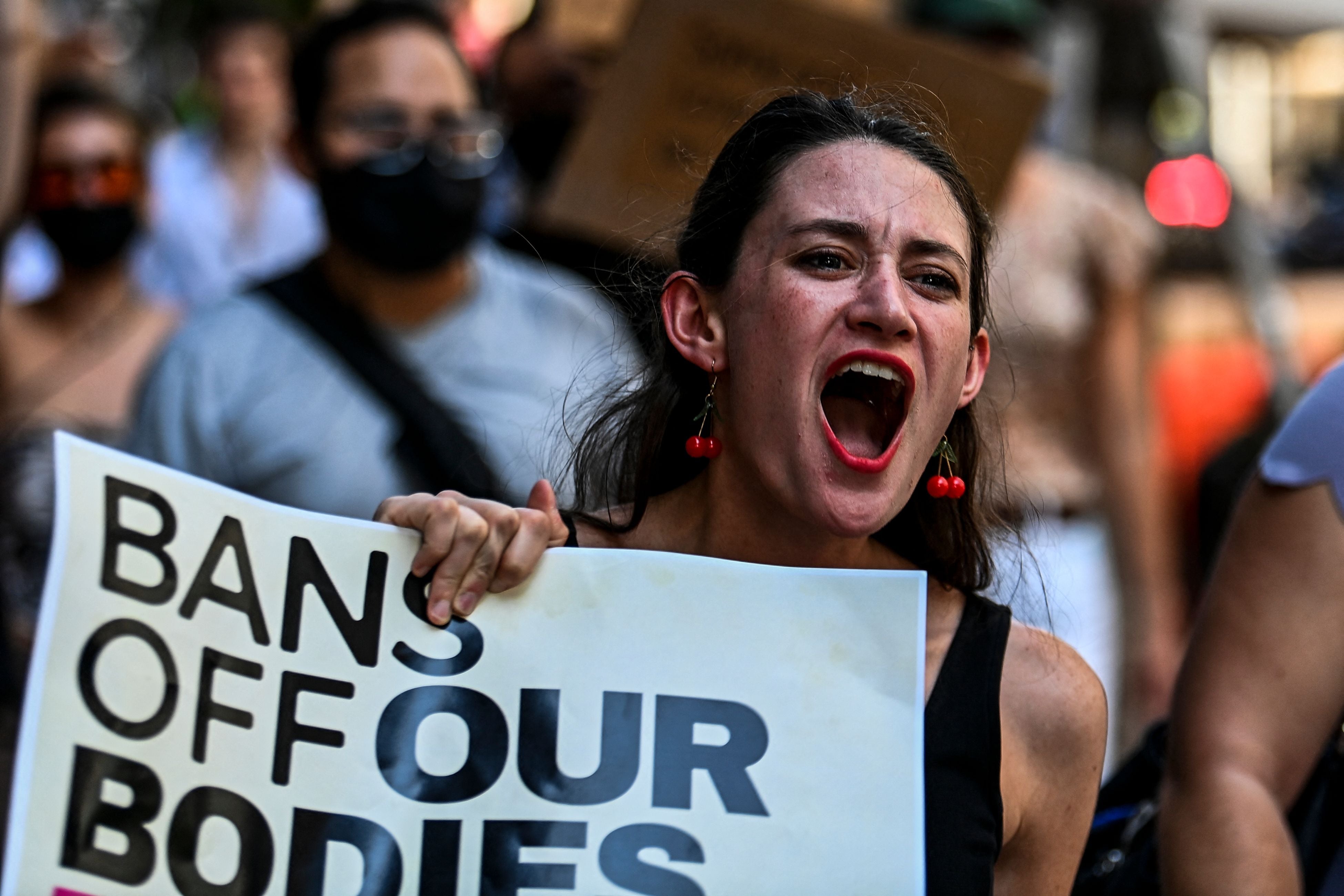 Abortion rights activists rally after the US Supreme Court striked down the right to abortion, in Miami, Florida, in June 2022