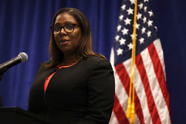 <p>New York State Attorney General Letitia James speaks during a press conference announcing a lawsuit to dissolve the NRA on August 06, 2020</p>