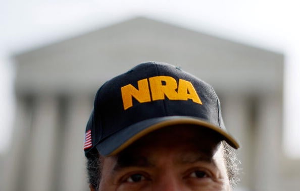 NRA hat in front of the U.S. Supreme Court Building, March 18, 2008