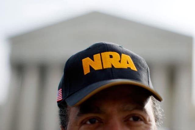 <p>NRA hat in front of the U.S. Supreme Court Building, March 18, 2008</p>
