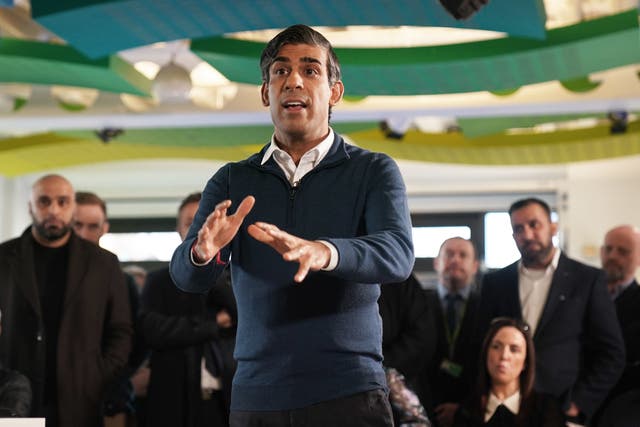 <p>Prime Minister Rishi Sunak speaks during a visit to the MyPlace Youth Centre, in Mansfield on Thursday </p>