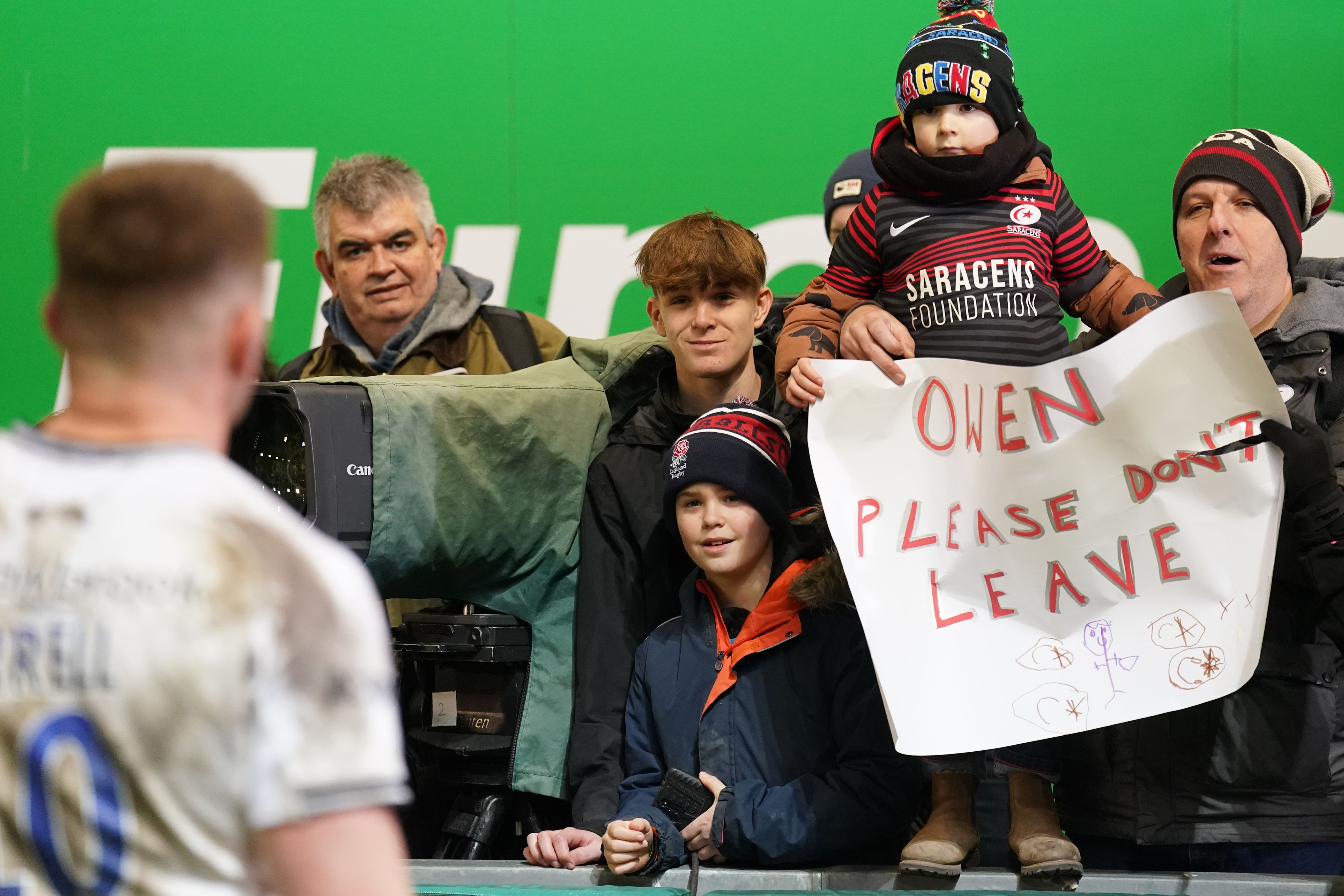 A young fan made his feelings clear to Owen Farrell at Welford Road