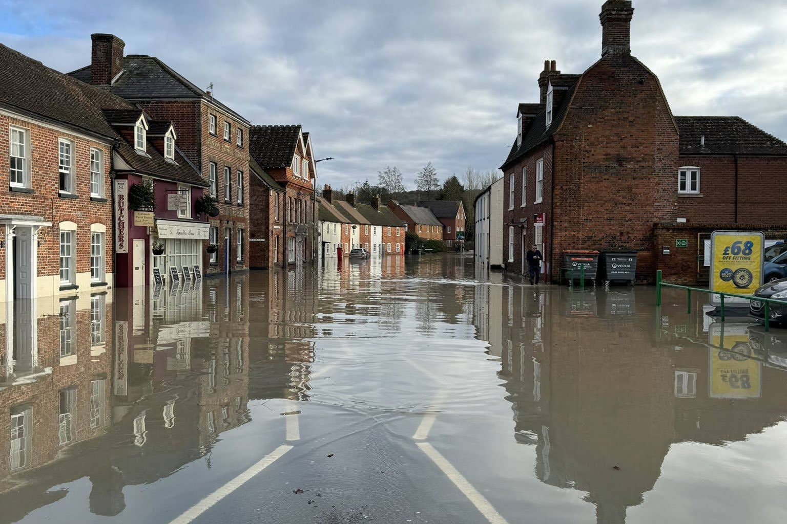 Flooding in Marlborough, Wiltshire, as hundreds of flood warnings and alerts remain in place in England on Sunday