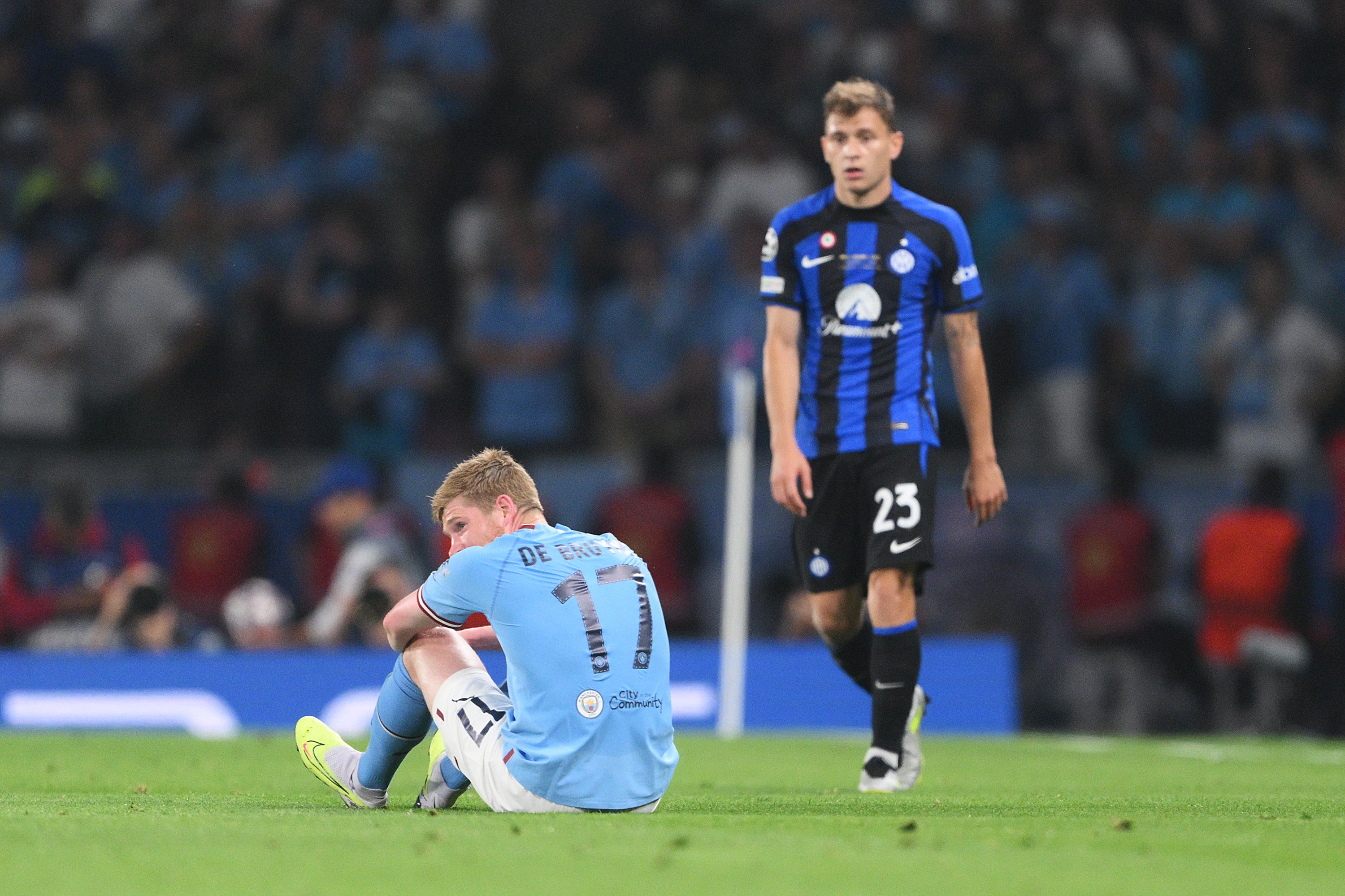 Kevin De Bruyne was forced off during the Champions League final