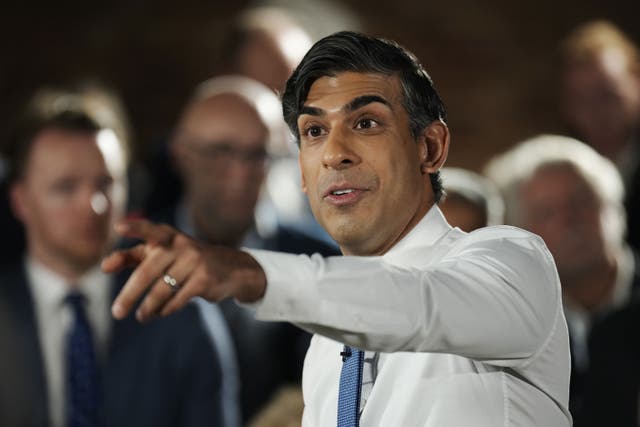 <p>Rishi Sunak said the choice facing voters at the next election will be between sticking with the Conservatives’ long-term plan or going ‘back to square one’ under Labour (Christopher Furlong/PA)</p>