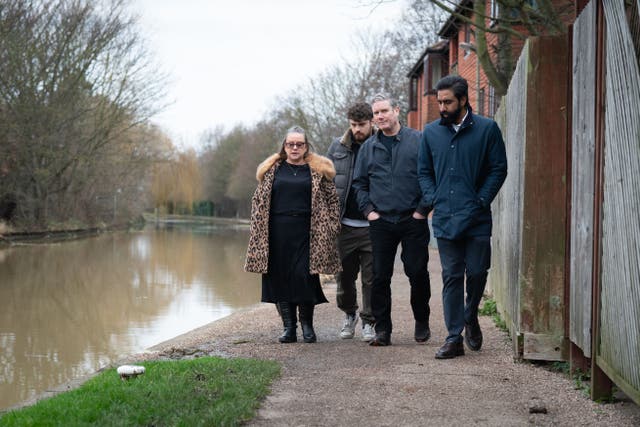 Labour Party leader Sir Keir Starmer meets residents in Loughborough, East Midlands whose houses have flooded during Storm Henk. Keir Starmer has reiterated Labour�s calls for a Flood Resilience Taskforce to better prepare local areas for peak rainfall seasons. Picture date: Monday January 8, 2024.