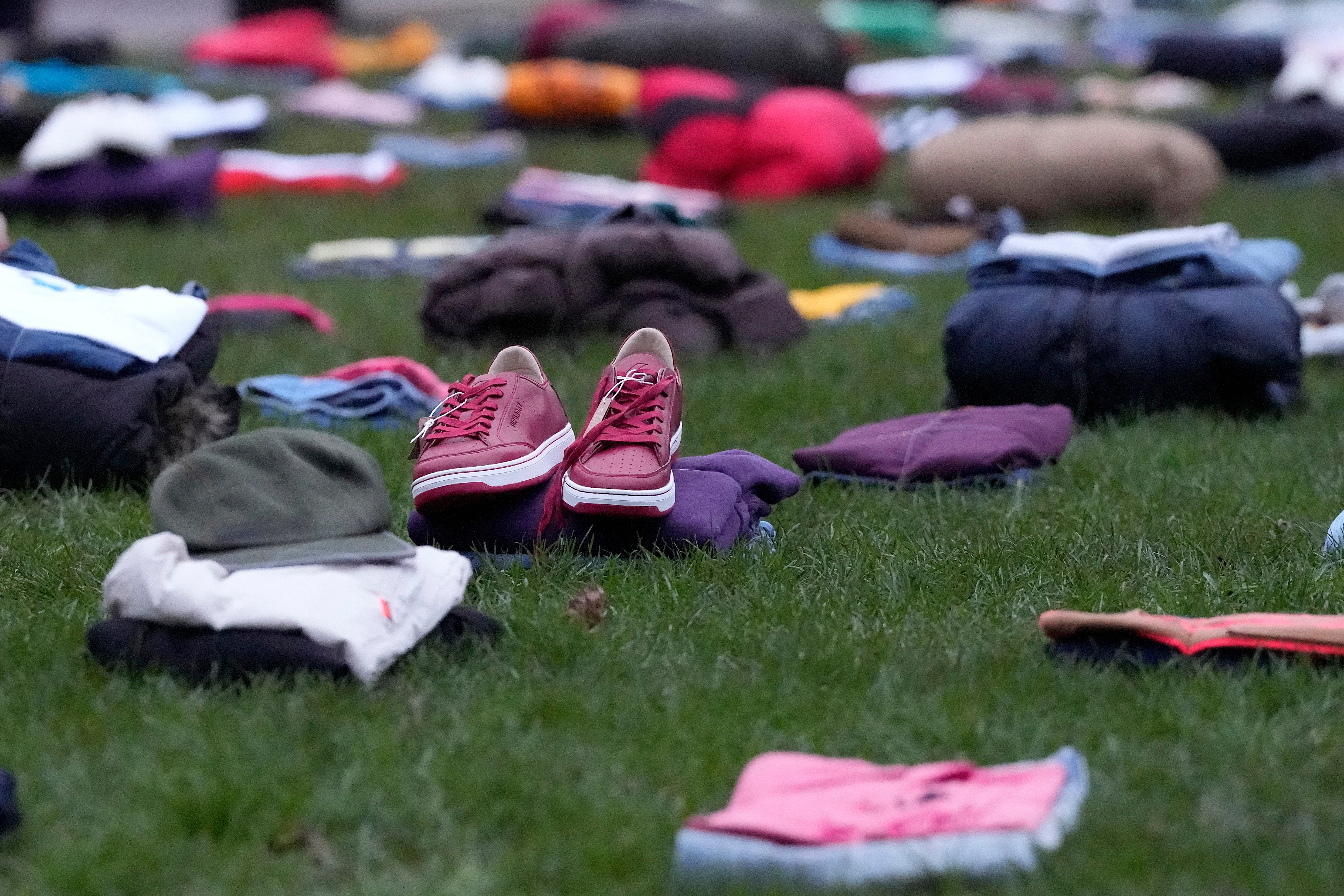 Idris Elba staged a knife crime protest with clothes for each of 247 people killed in the UK last year