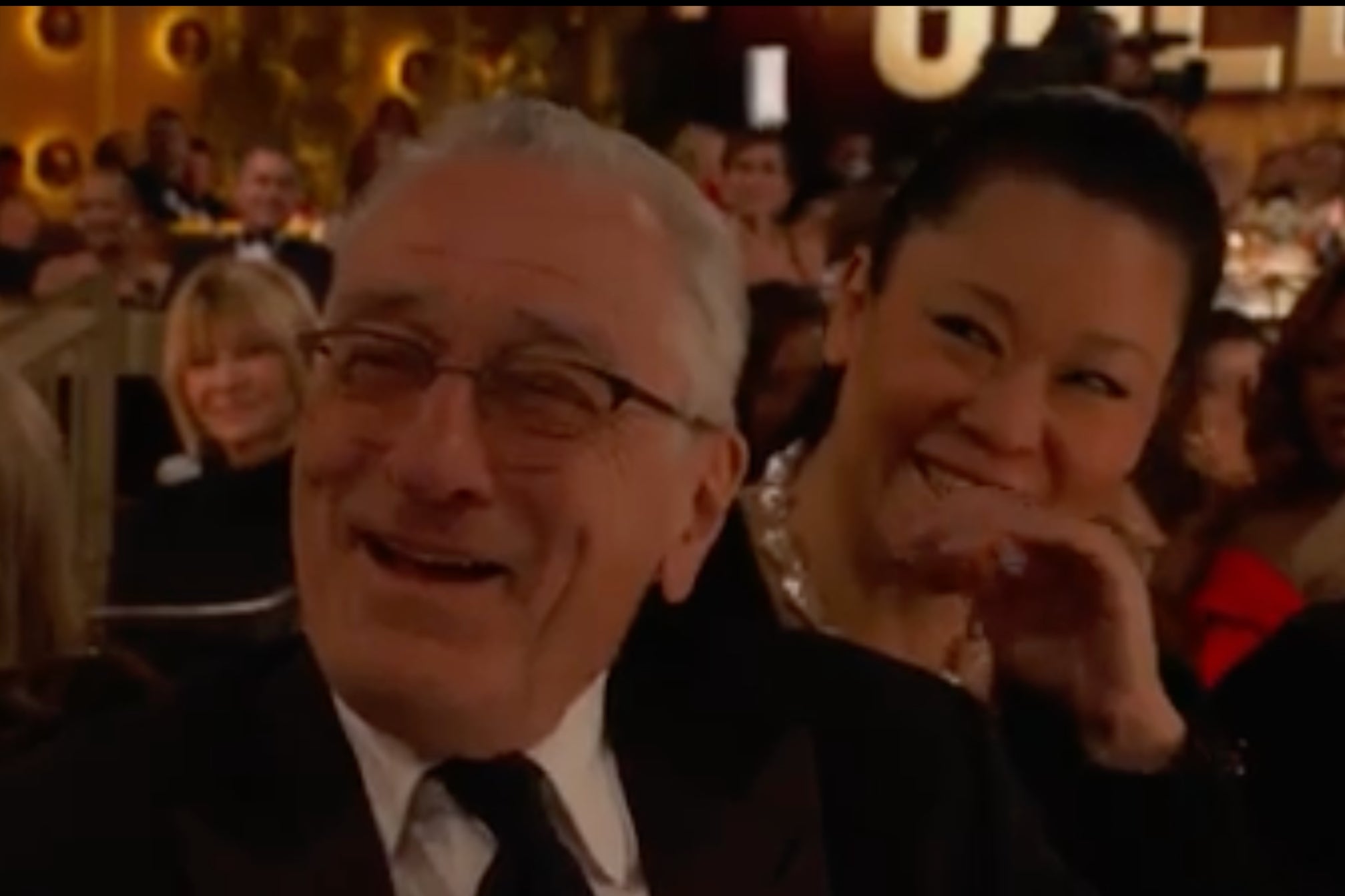 Robert De Niro seemed amused by Joe Koy’s joke about becoming a father aged 79