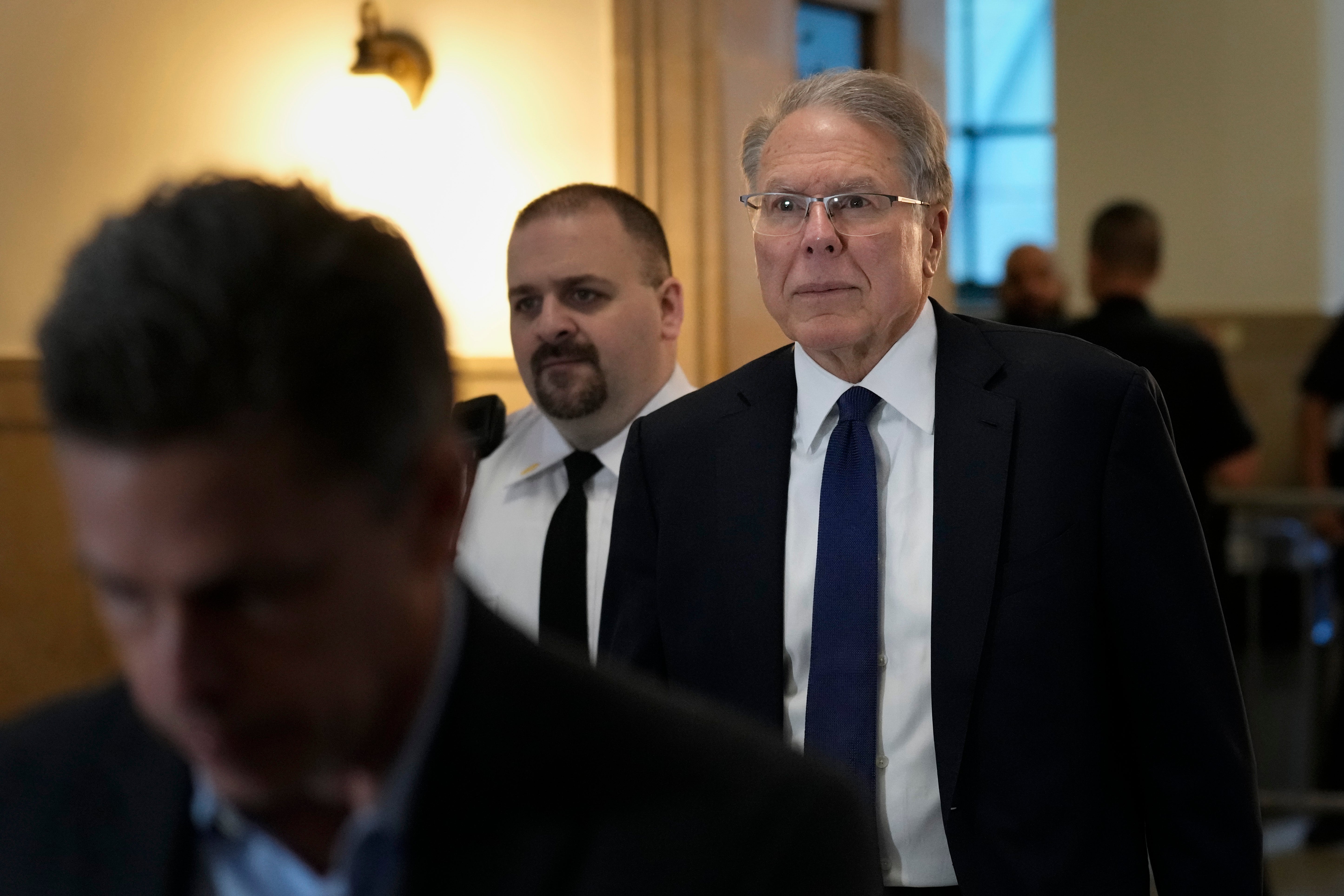 Wayne LaPierre, CEO of the National Rifle Association, arrives to a courtroom in New York on Monday 8 January 2024