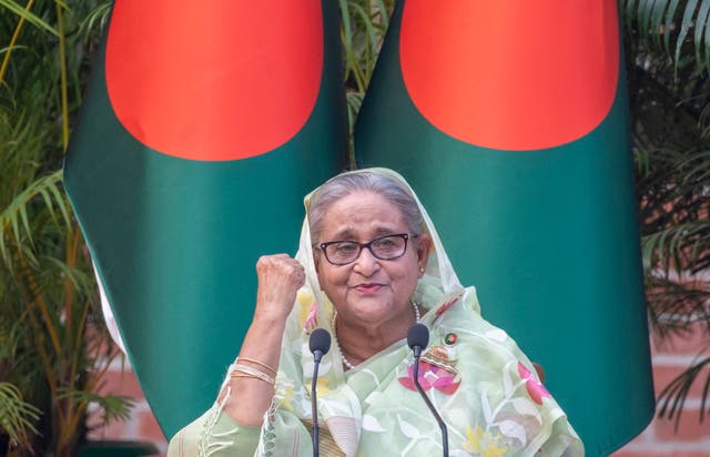 <p>Bangladesh Prime Minister Sheikh Hasina presser following election win</p>