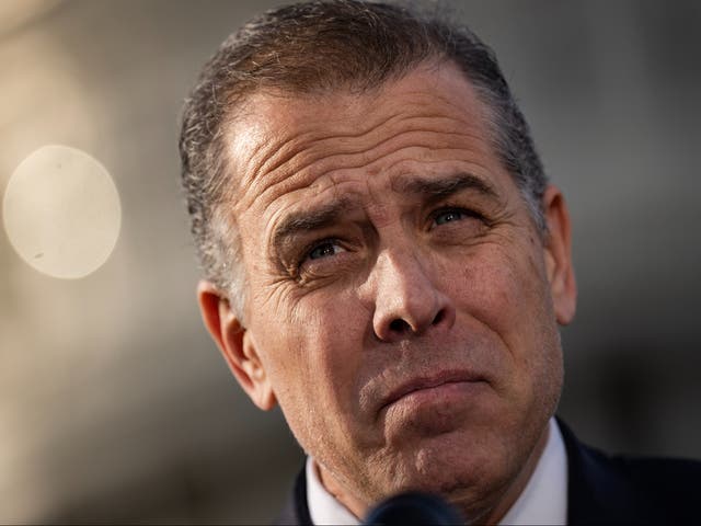 <p>Hunter Biden speaks to reporters outside the US Capitol in December 2023</p>