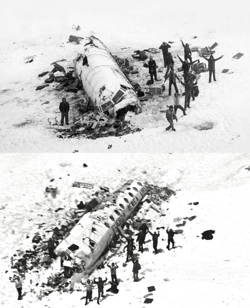 ‘Society of the Snow’ alongside real-life photo of Andes plane crash