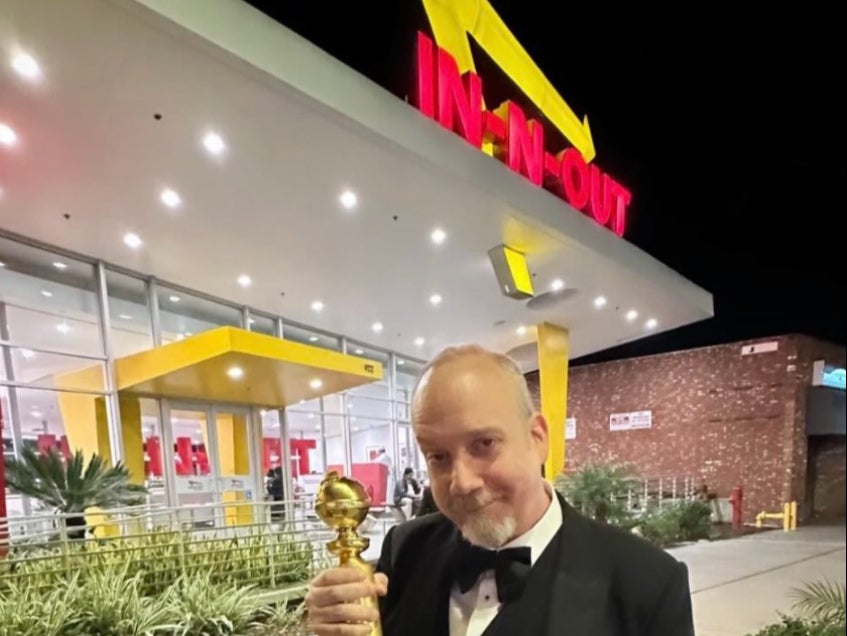 Paul Giamatti poses outside of ‘In-N-Out after winning a Golden Globe