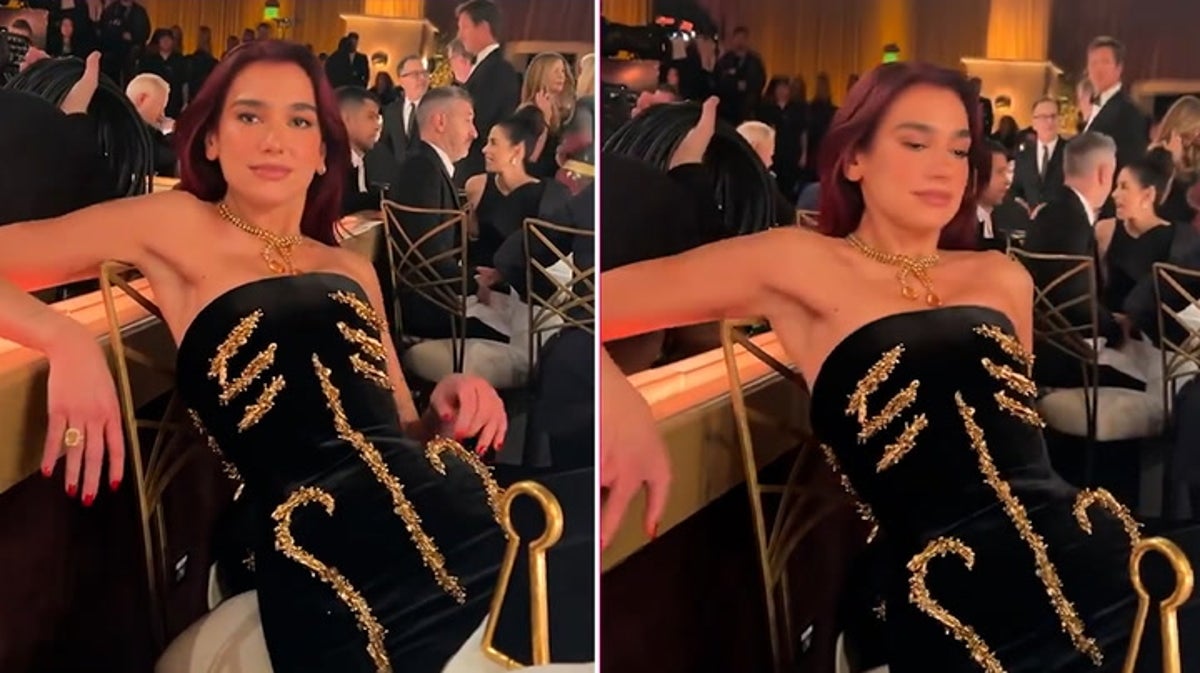 dua lipa golden globes dress Dua Lipa shows how hard it was to sit down in Golden Globes dress