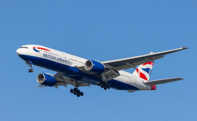 <p>File image: A British Airways plane lands at a US airport </p>