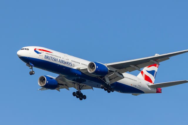 <p>File image: A British Airways plane lands at a US airport </p>