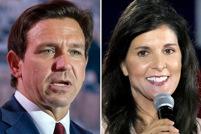 <p>Republican candidates Ron DeSantis and Nikki Haley are hoping for strong performances against Donald Trump in Iowa </p>