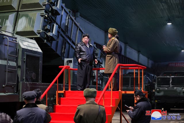 <p>North Korean leader Kim Jong-un visits a munitions factory at an undisclosed location in this picture released by North Korea’s Korean Central News Agency</p>