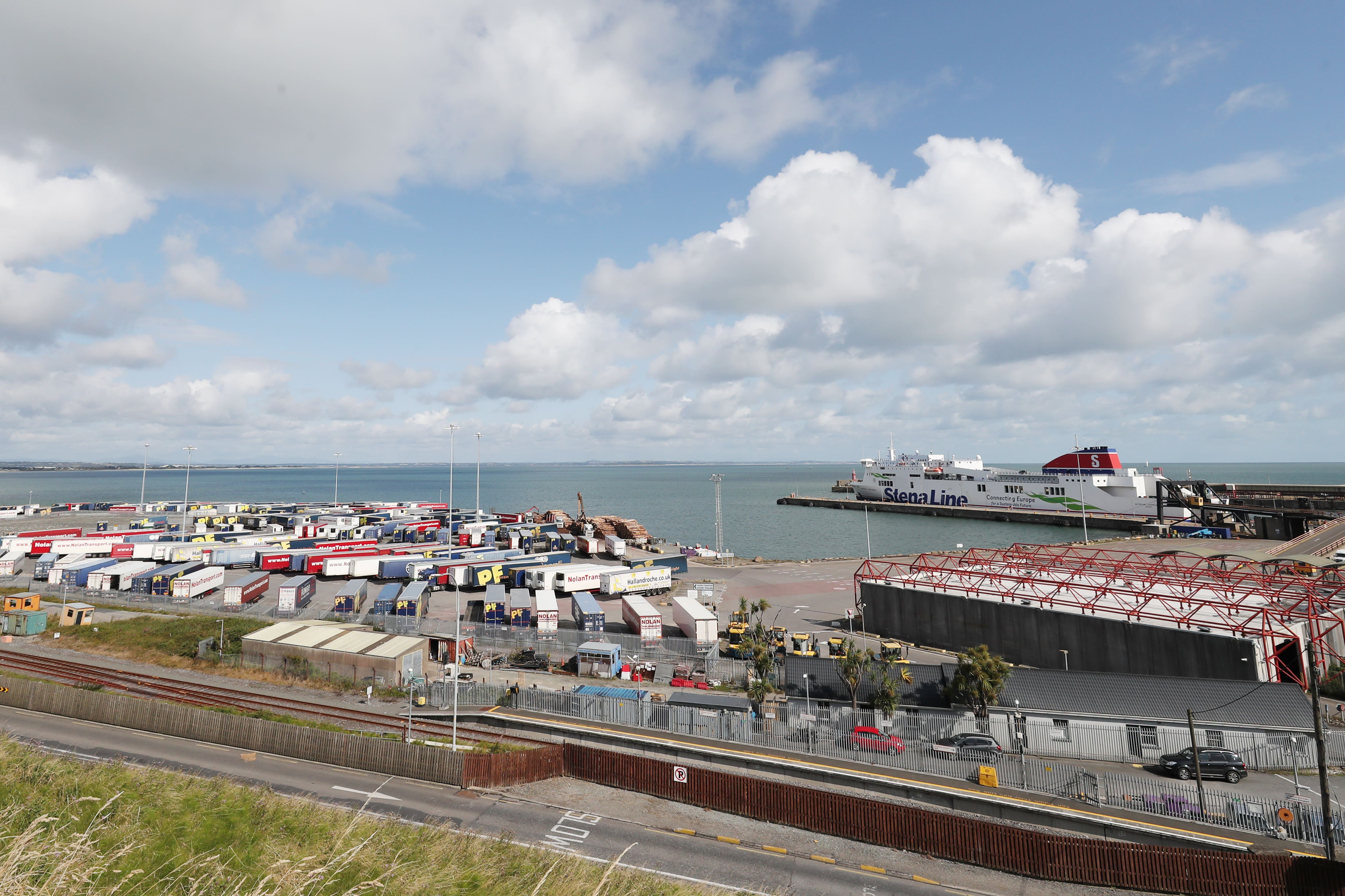 Freight trucks at Rosslare Europort in Co Wexford, Ireland (Niall Carson/PA)