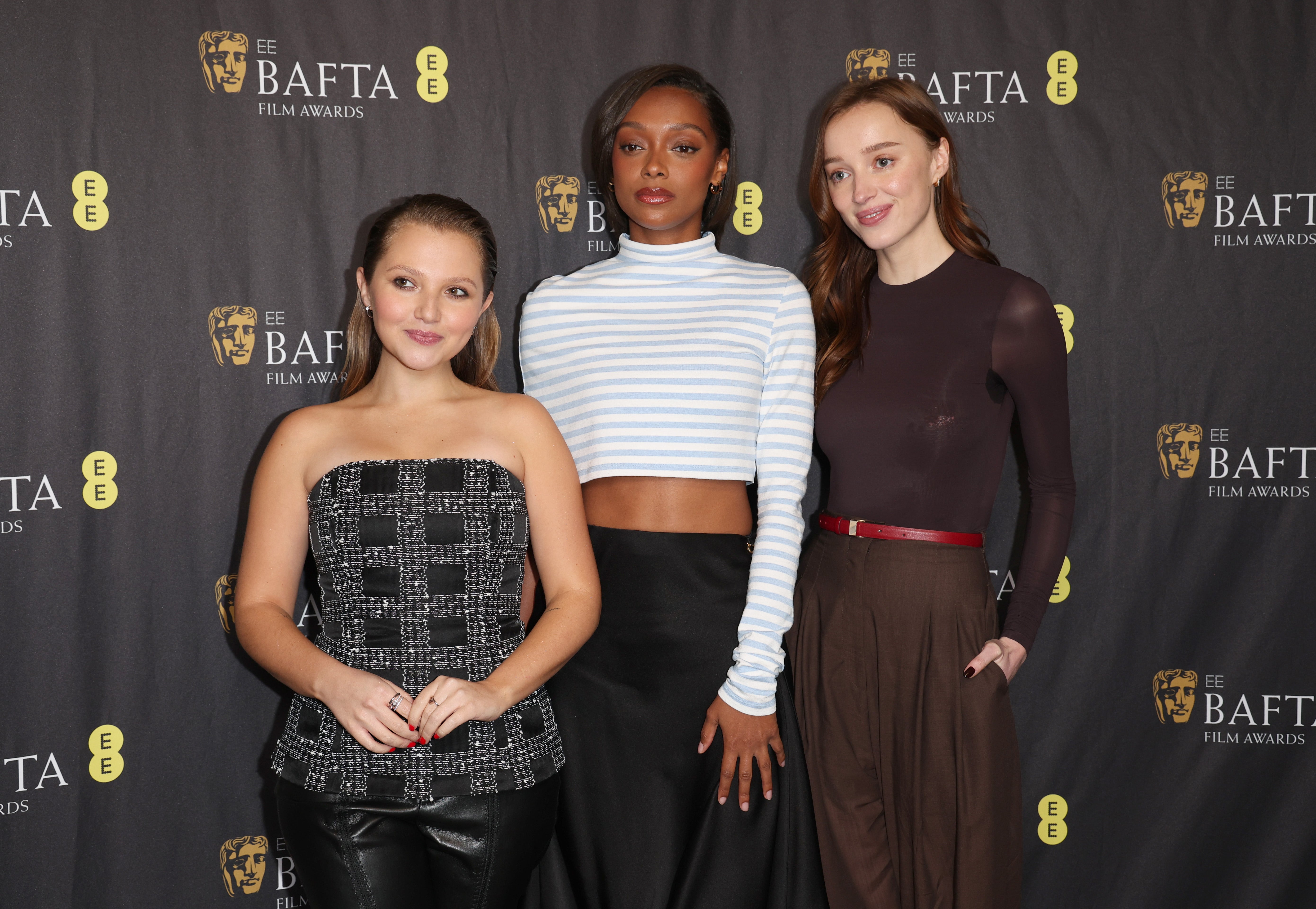 From L-R: Nominees Mia McKenna-Bruce, Sophie Wilde and Phoebe Dynevor celebrate their Rising Star nominations