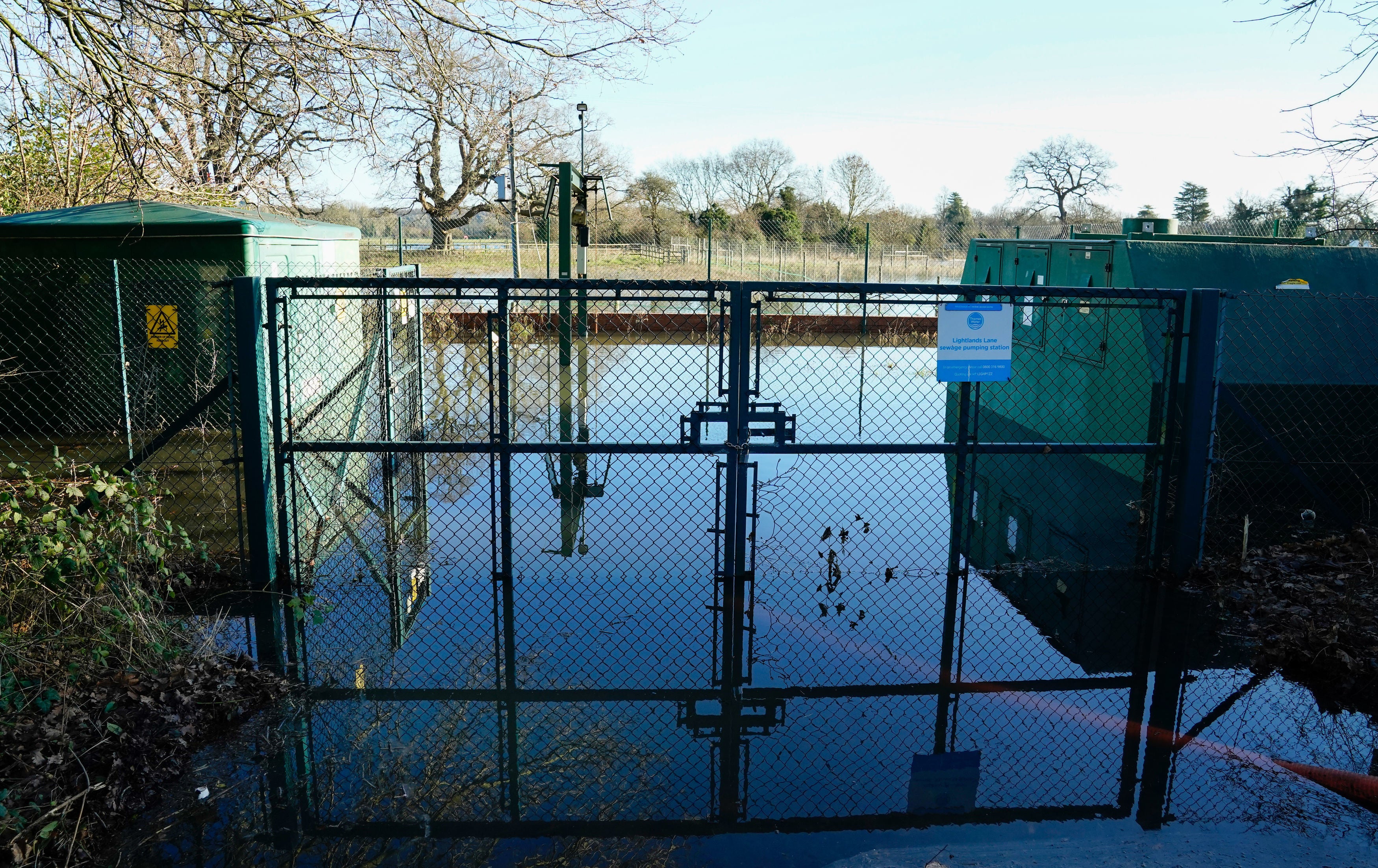 Lightlands Lane sewage pumping station in Cookham, Berskhire which flooded after recent heavy rainfall