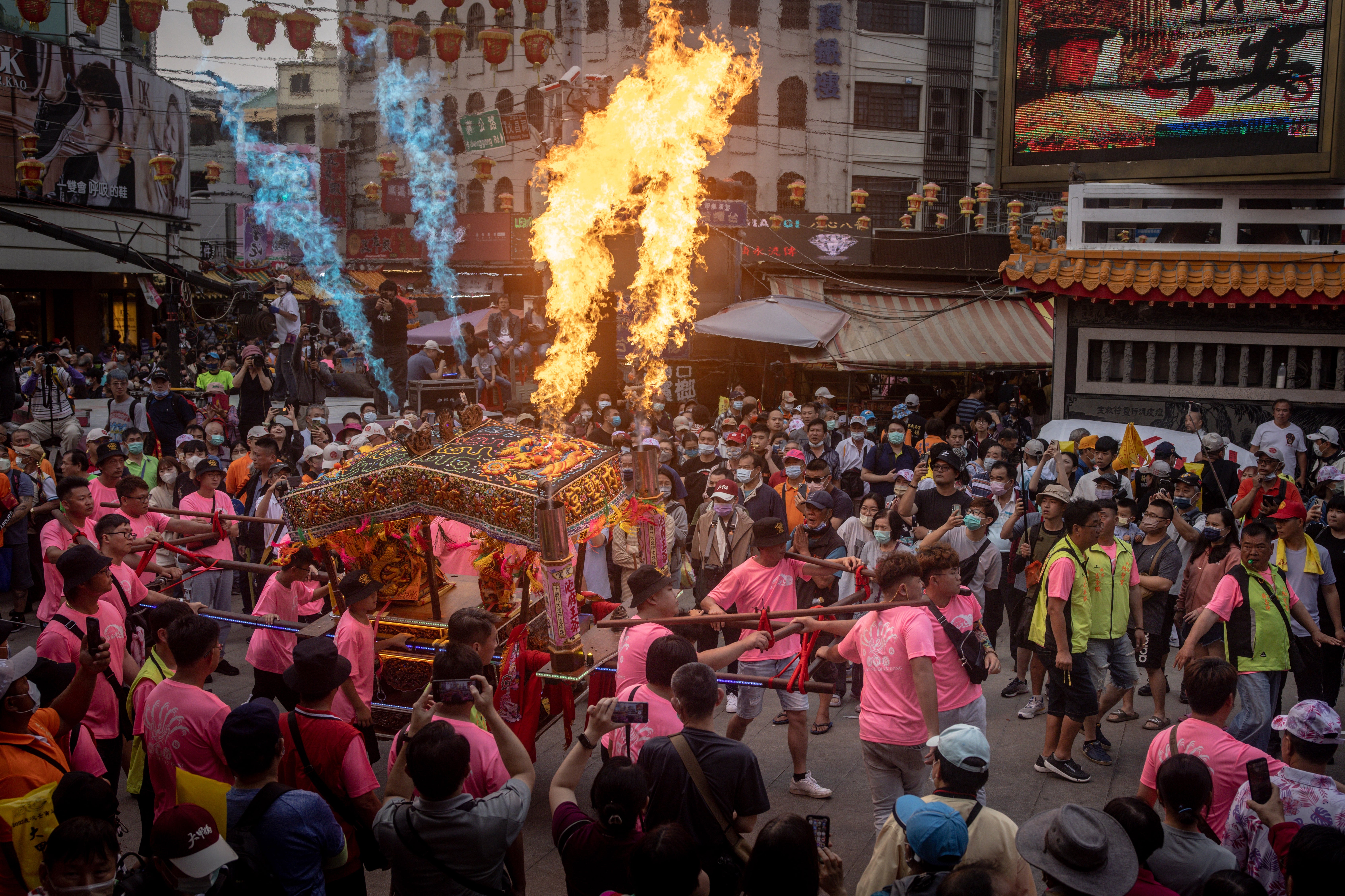 Elaborate Mazu religious processions often attract thousands of worshippers in Taiwan