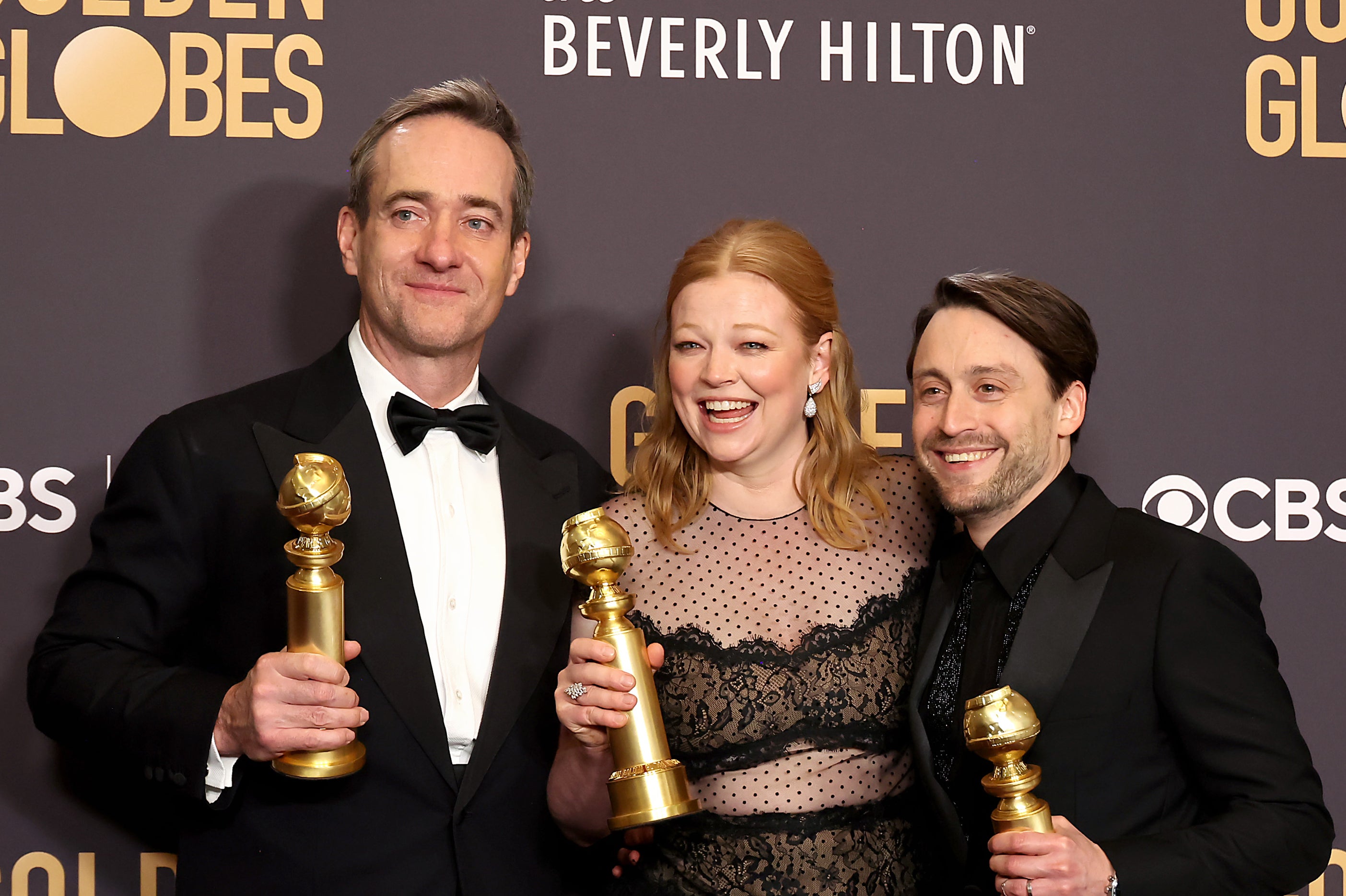 ‘Succession’ stars Matthew Macfadyen, Sarah Snook and Kieran Culkin at the Golden Globe awards this January