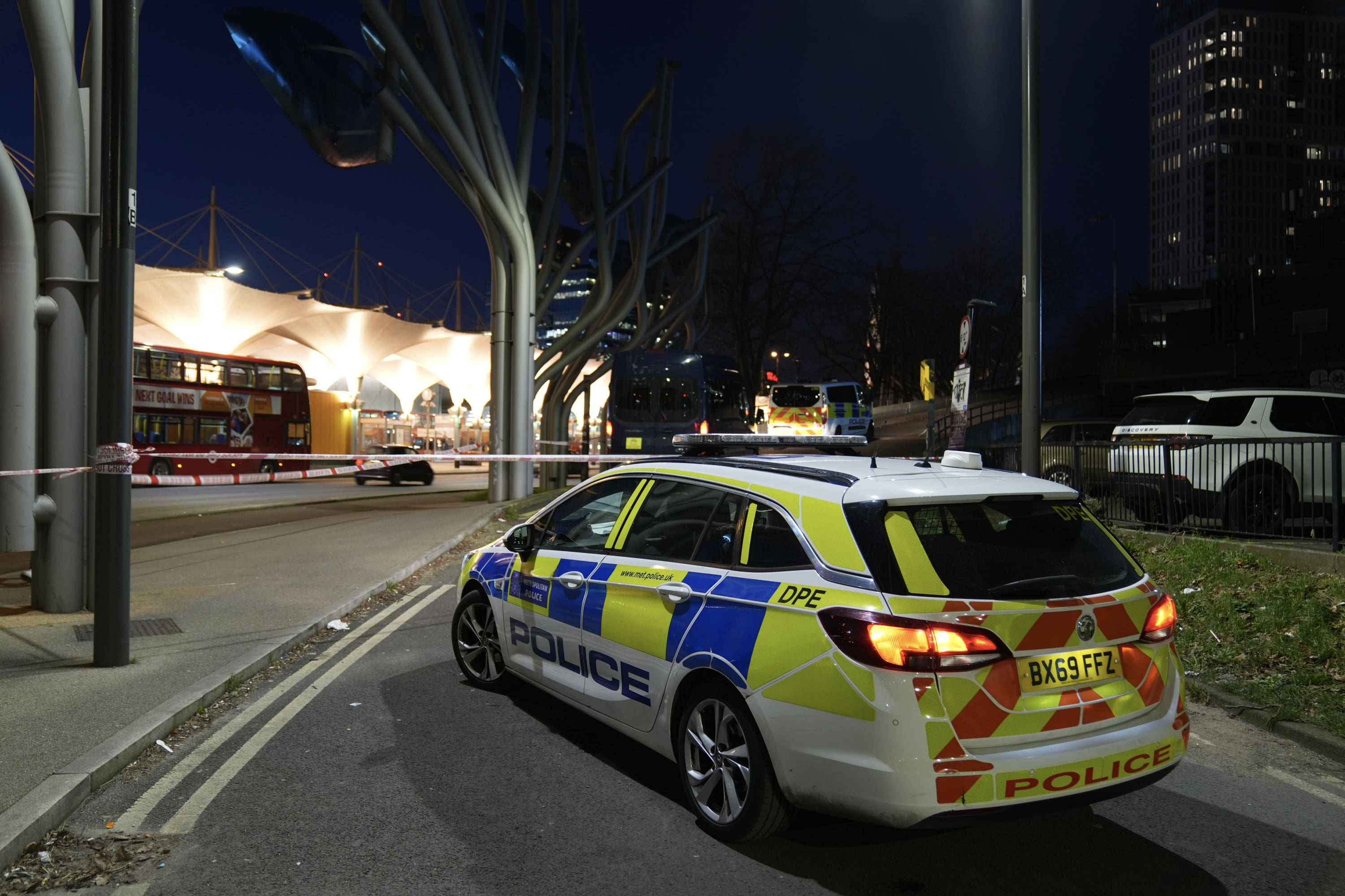 The scene near the Stratford Centre car park in Newham after a murder investigation was launched (James Weech/PA)