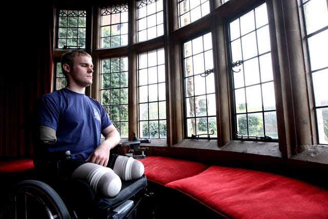 <p>Former Royal Marine Mark Ormrod had his prosthetic legs stolen in a Premier Inn car park</p>