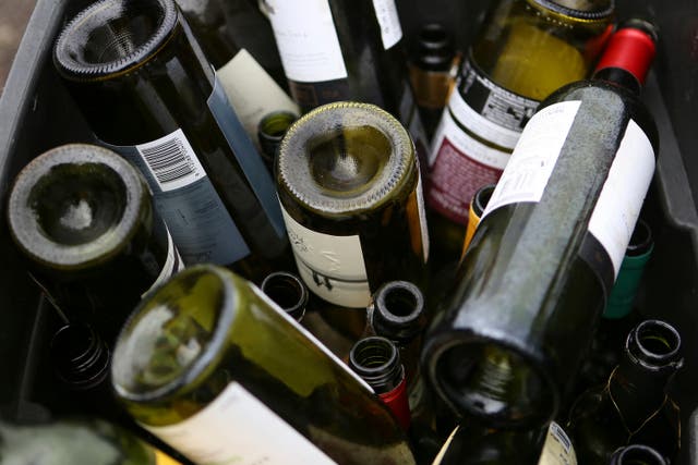 A recycling bin of empty wine bottles (Philip Toscano/PA)