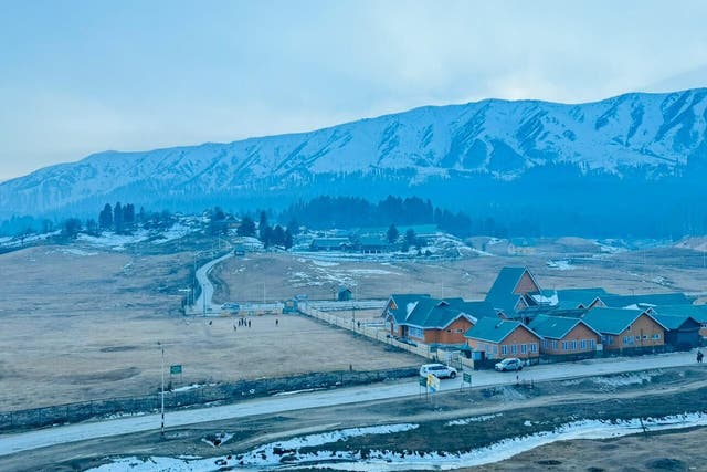 <p>This ski resort in Gulmarg, Kashmir, has little to no snow on the ground this month </p>