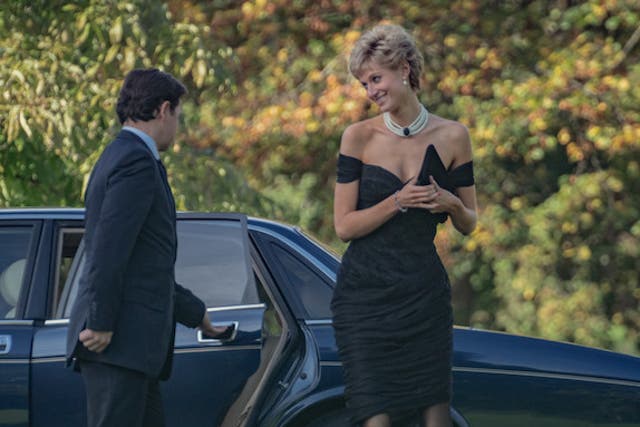 <p>Elizabeth Debicki as Princess Diana during her ‘revenge dress’ era </p>