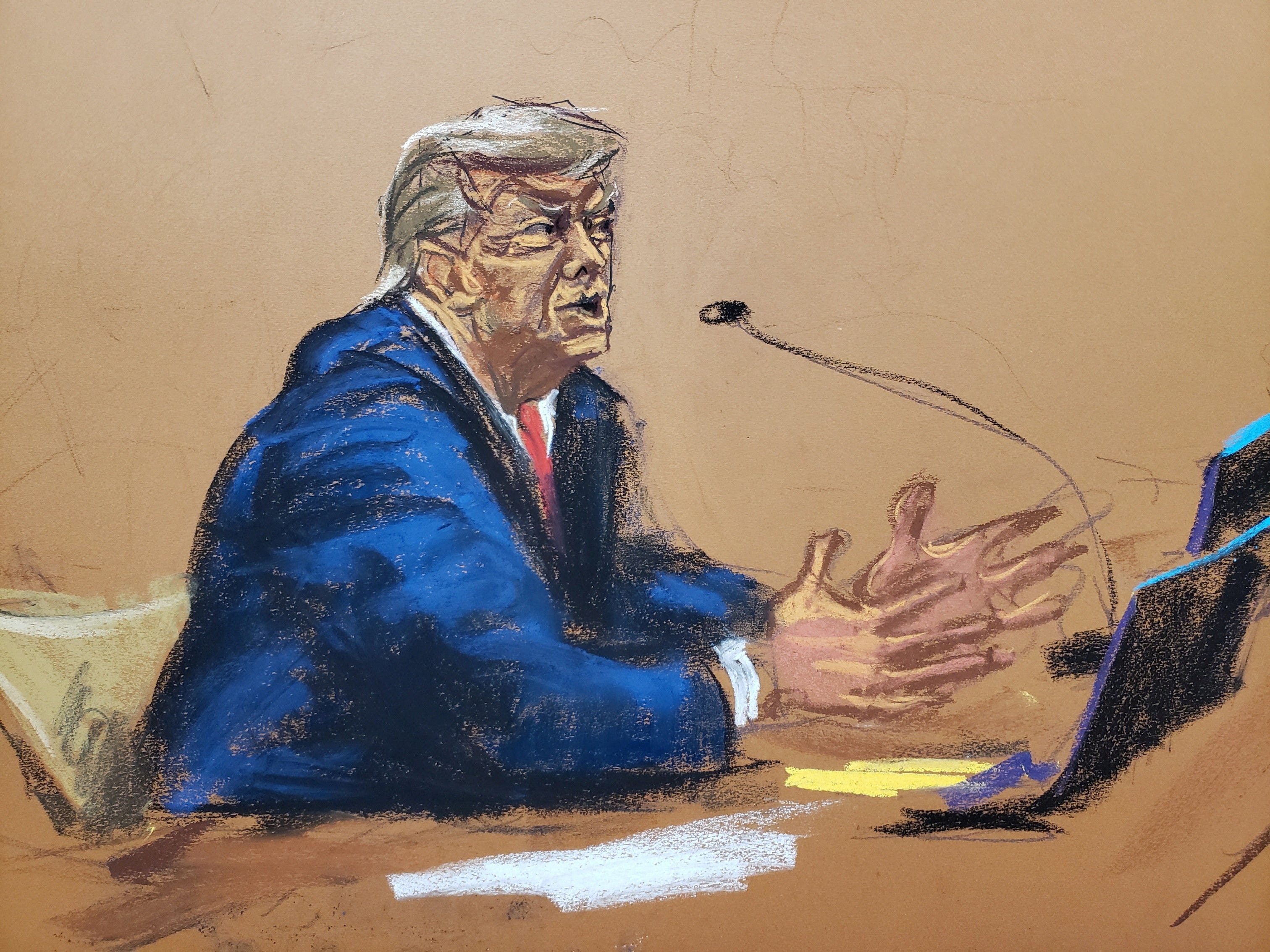 Courtroom sketch of former president Donald Trump