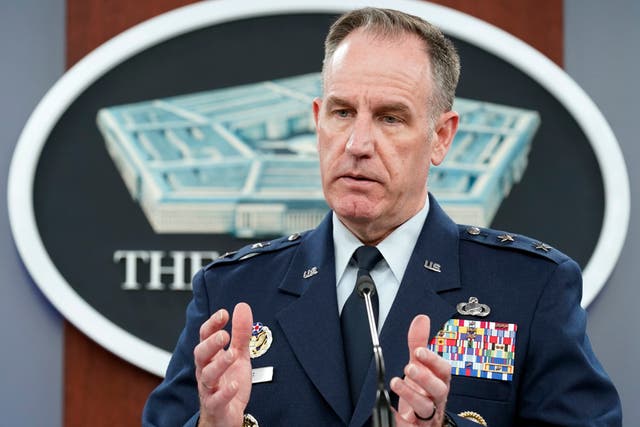 <p>Pentagon spokesman Air Force Brigadier General Patrick Ryder speaks during a briefing at the Pentagon in Washington</p>