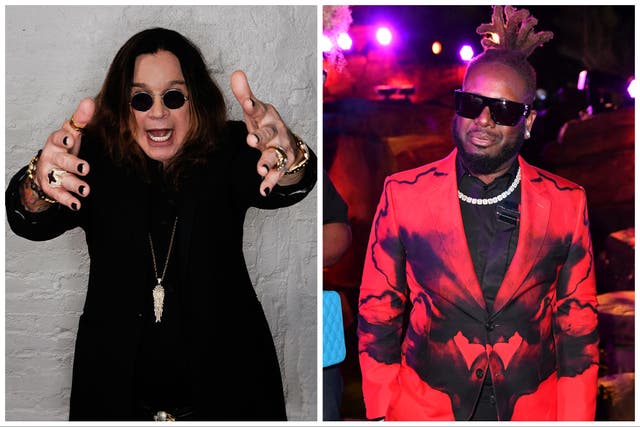 <p>Ozzy Osbourne (left) and T-Pain</p>