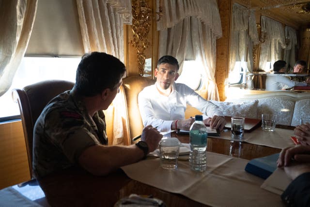 Prime Minister Rishi Sunak journeyed by train through Ukraine (Stefan Rousseau/PA)