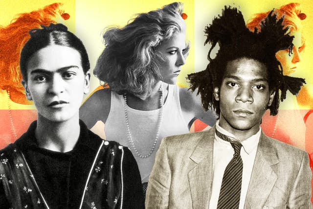 <p>(Left to right) Frida Kahlo, author Jennifer Clement, Jean-Michel Basquiat  </p>