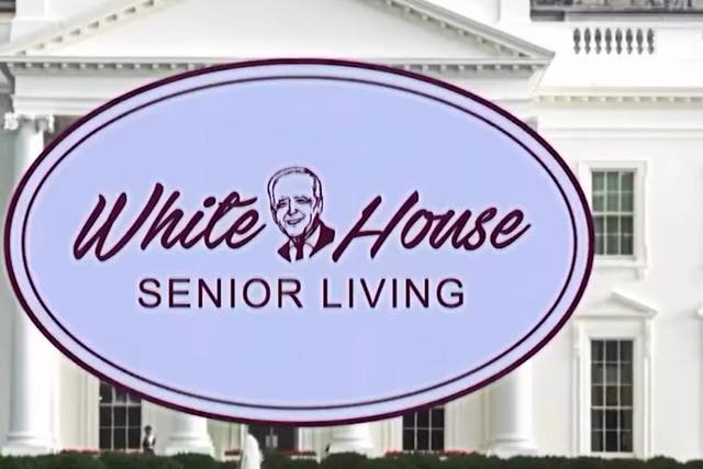 <p>Donald Trump uploads a mock TV commercial for “senior living” at the White House </p>