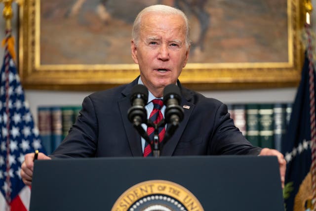 <p>President Joe Biden speaks on student loan debt forgiveness, in the Roosevelt Room of the White House, Oct. 4, 2023, in Washington</p>