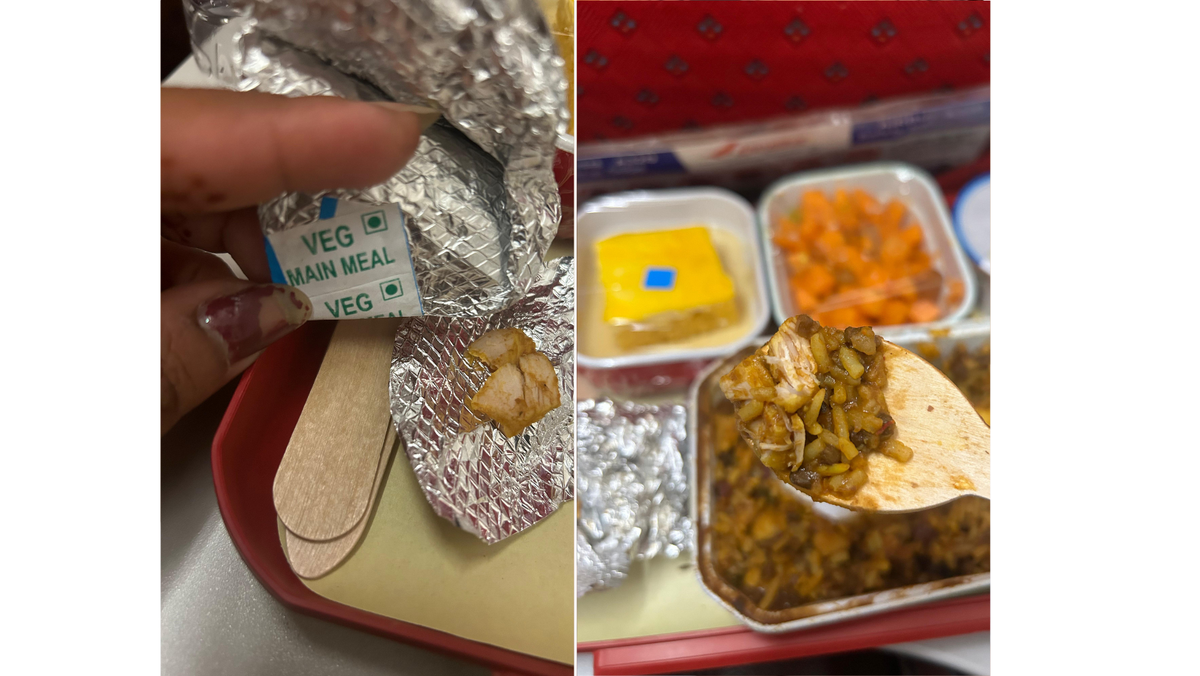 Passenger outraged after airline serves chicken instead of vegetarian meal on flight