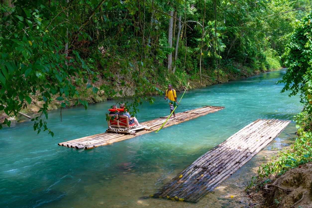 The Martha Brae River is a scenic route for rafting tours