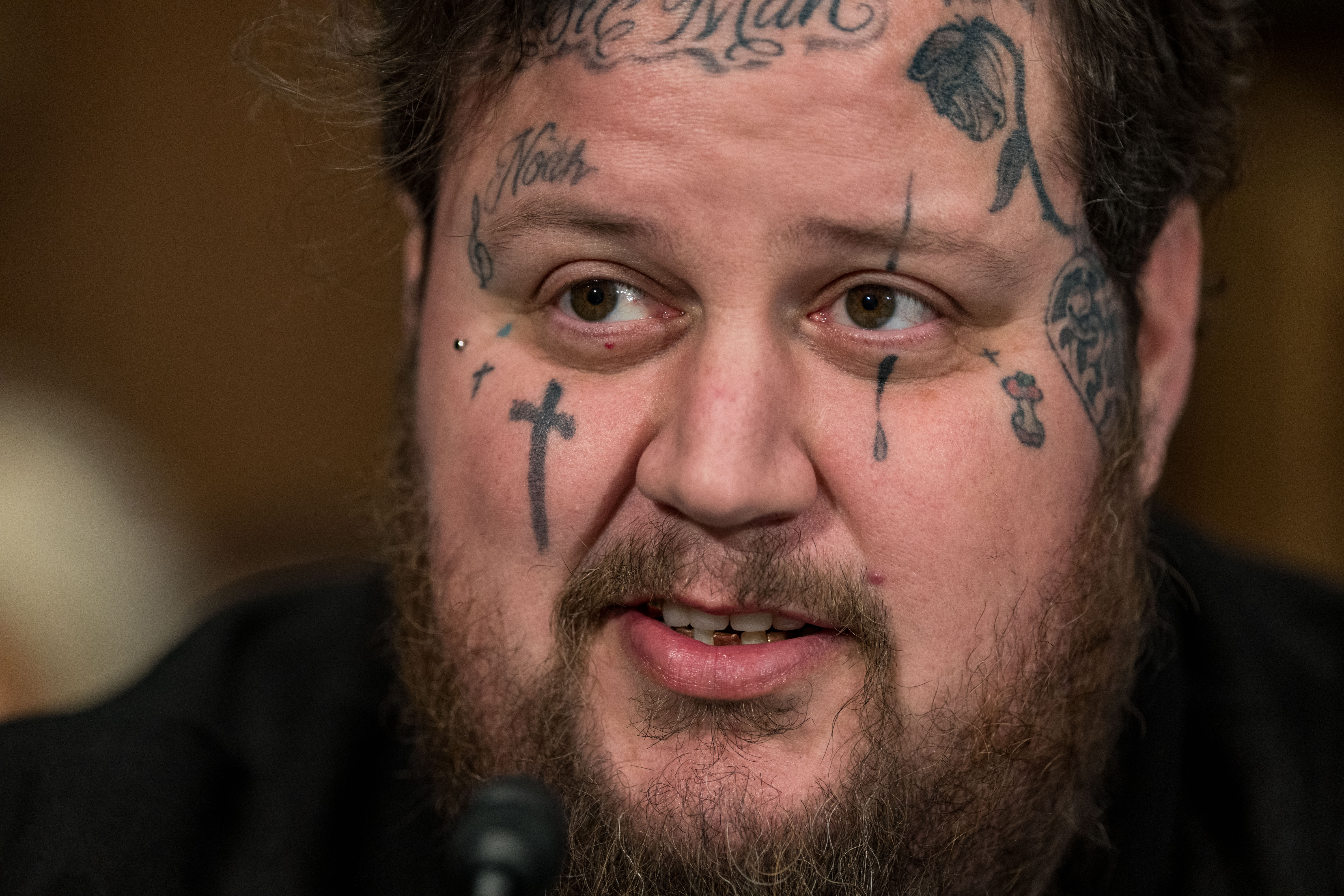 Jason ‘Jelly Roll’ DeFord testifies before the Senate Banking, Housing, and Urban Affairs committee on 11 January 2024