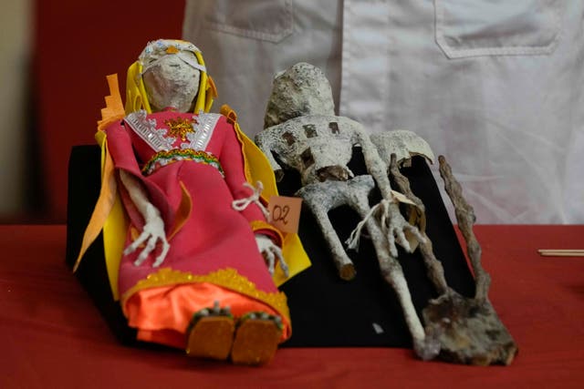 <p>Similar objects were also shown to the Mexican Congress last year purporting to be ‘non-human’ </p>