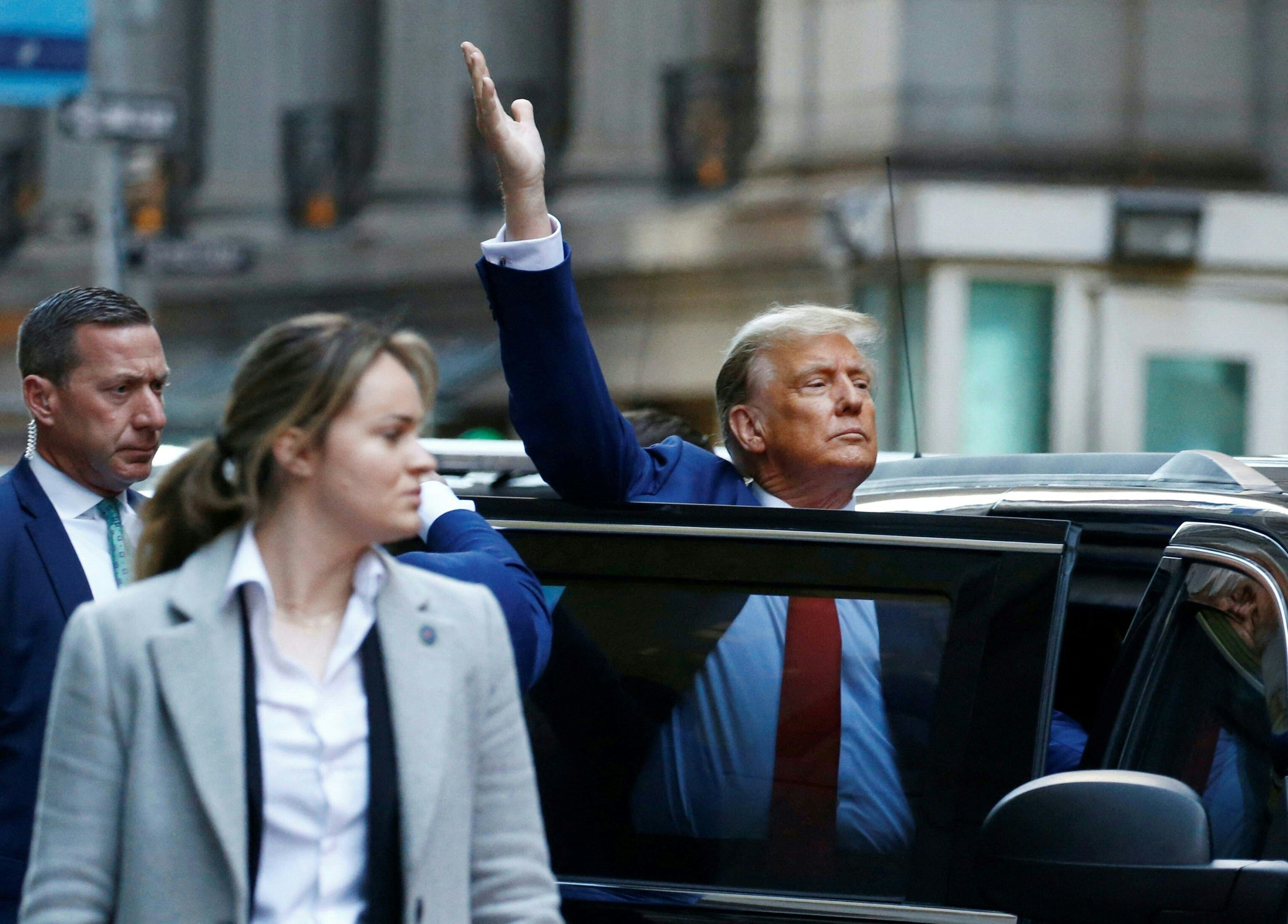 Former US president Donald Trump after attending the civil fraud trial against the Trump Organisation in New York City on 11 January 2024