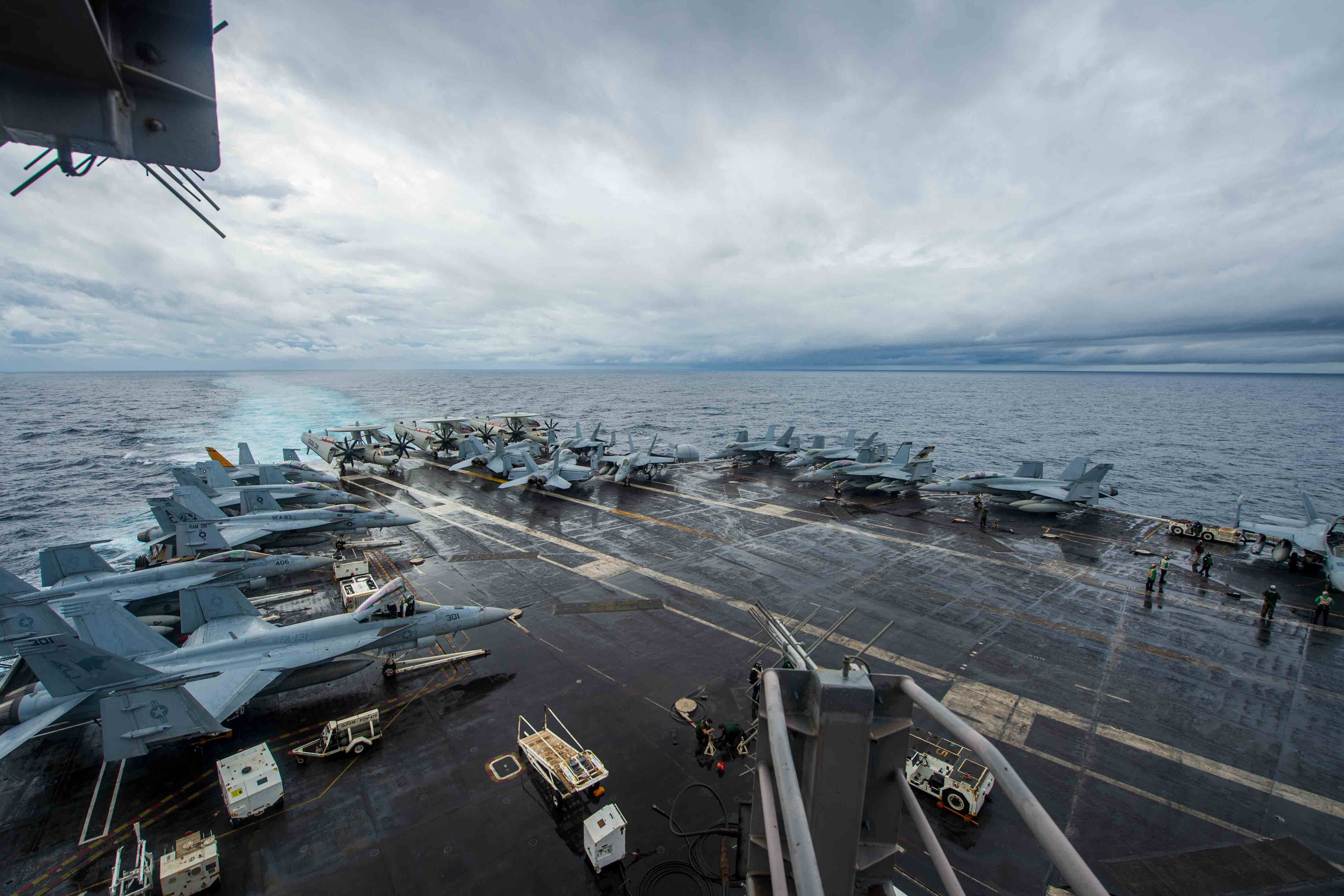 The Nimitz-class aircraft carrier USS Dwight D Eisenhower