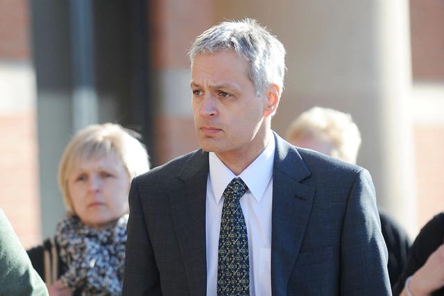 <p>Robin Garbutt arrives at Teesside Crown Court, Middlesbrough, for the start of his trial where he is accused of murdering his postmistress wife, Diana</p>