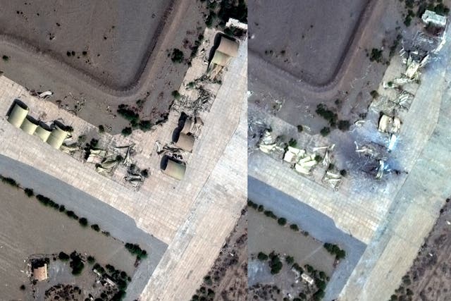 <p>Houthi sites before and after US-led airstrikes captured by satellite</p>