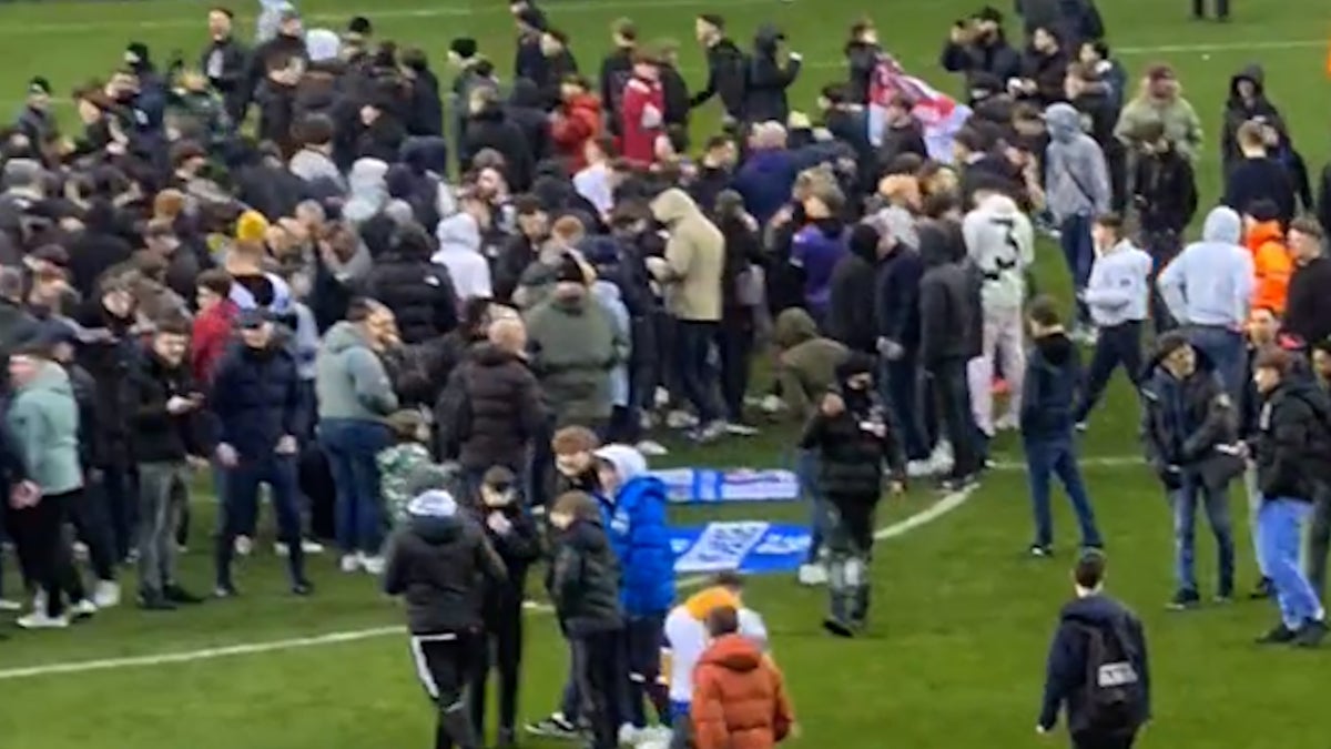 Reading fans storm pitch in protest against owner