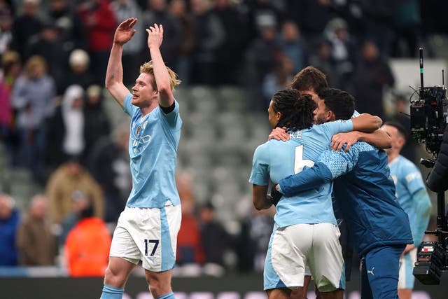 Kevin De Bruyne (left) inspired Manchester City to a comeback victory at Newcastle (Owen Humphries/PA)