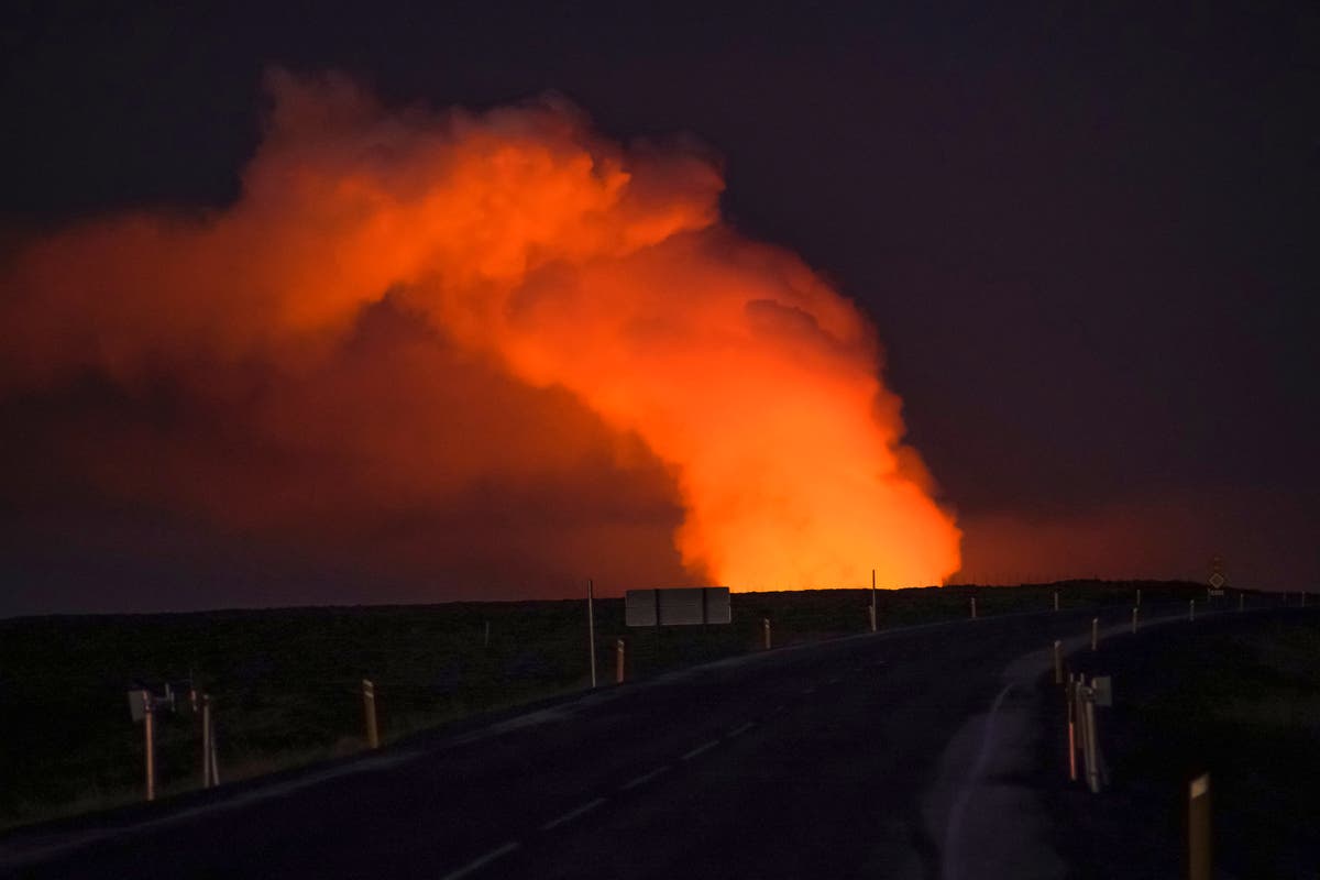 Iceland volcano eruption as we speak: Enormous lava flows creep to inside metres of Grindavik after cracking defences